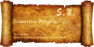Simonics Mihály névjegykártya