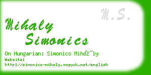 mihaly simonics business card